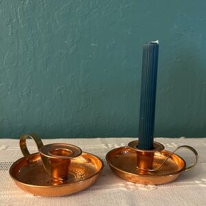 Copper candlestick holders (2)
